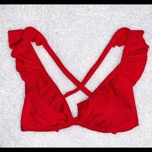 red ruffle bikini top